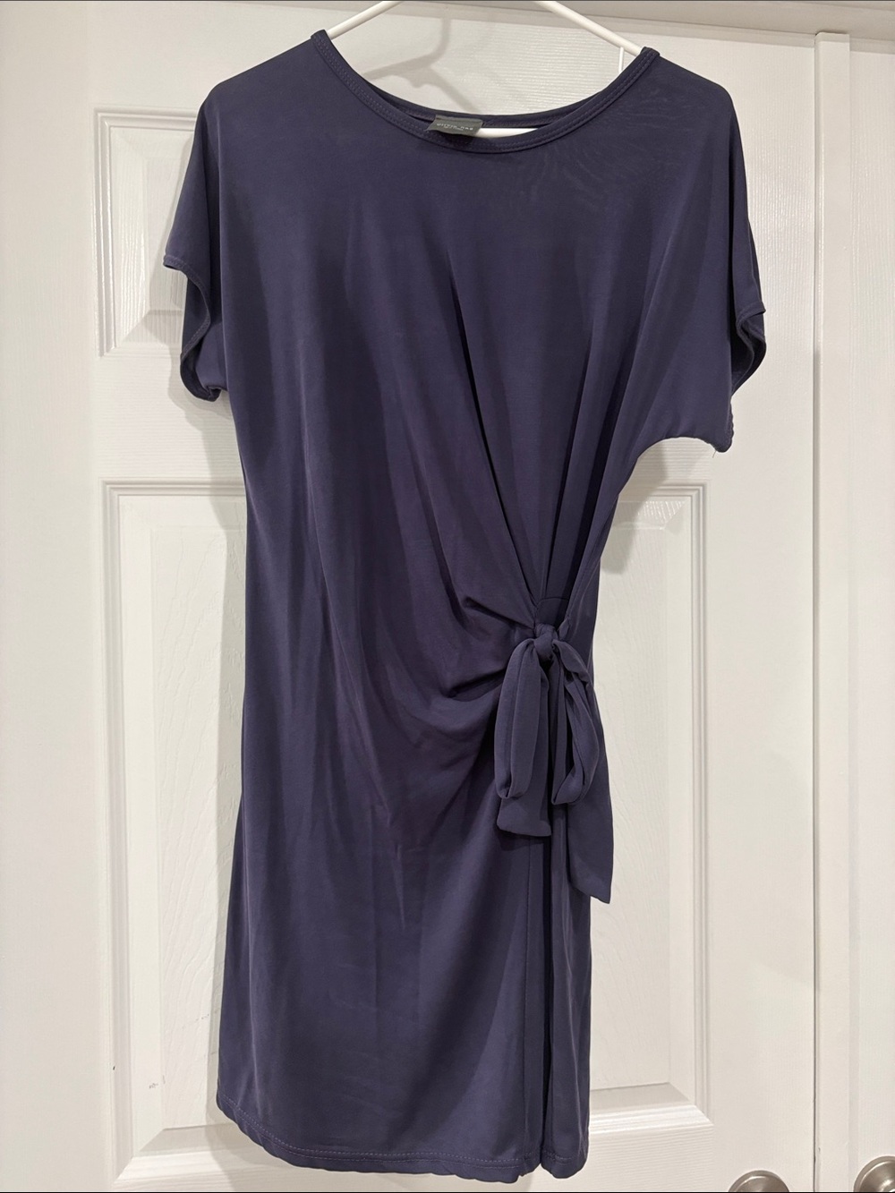 Olivia Rae Navy Side-Tie Short Sleeve Mini Dress